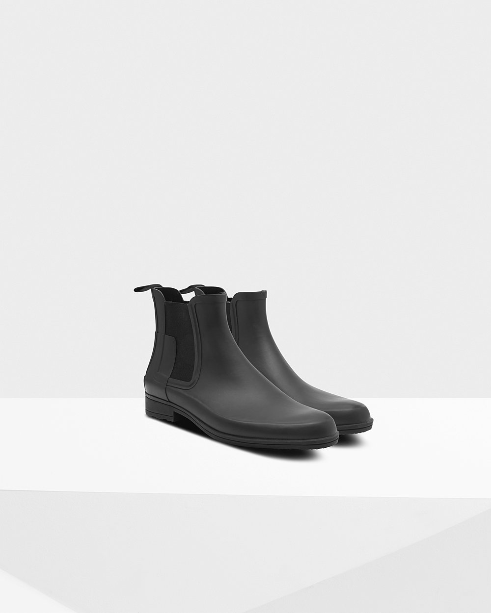 Men Hunter Refined Slim Fit | Chelsea Boots Black | NZ-83697-YGBD